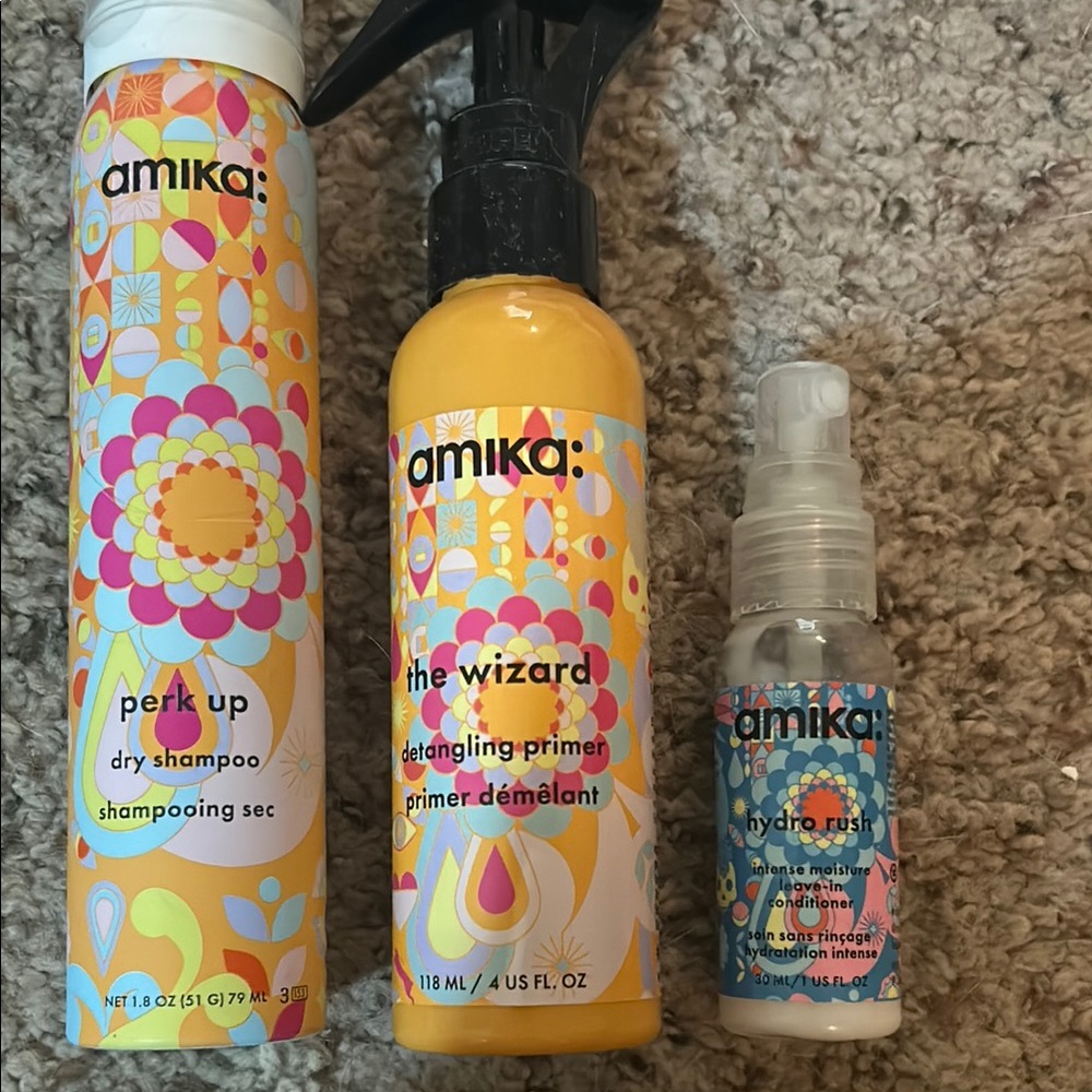 Amika Hair Care Set - Yellow, Pink, Blue